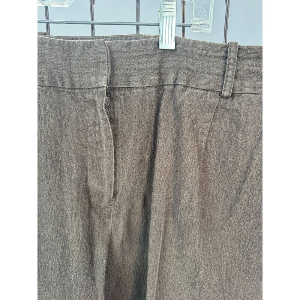Larry Levine Womens Stretch Pants 16W Brown Cotton Blend Made In Cambodia - Picture 8 of 16